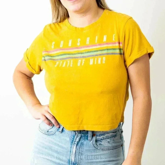 Tops - Vibe N' "Sunshine" Yellow Cropped Tee Shirt